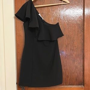 Bloomingdale’s Black One Shoulder Mini Dress